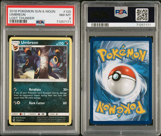 UMBREON LOST THUNDER PSA 8